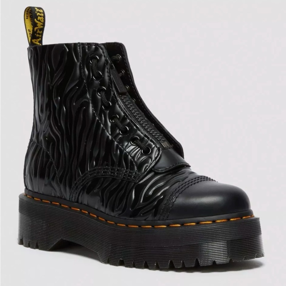 Sinclair Zebra Emboss Smooth Leather Platform Boots